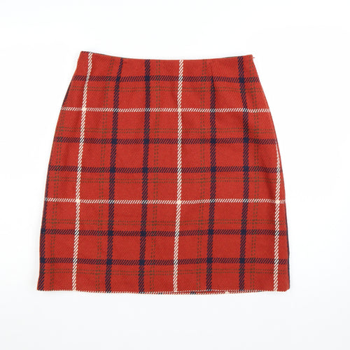 Laura Ashley Women’s Red Check Wool Blend Pencil Skirt Size 12