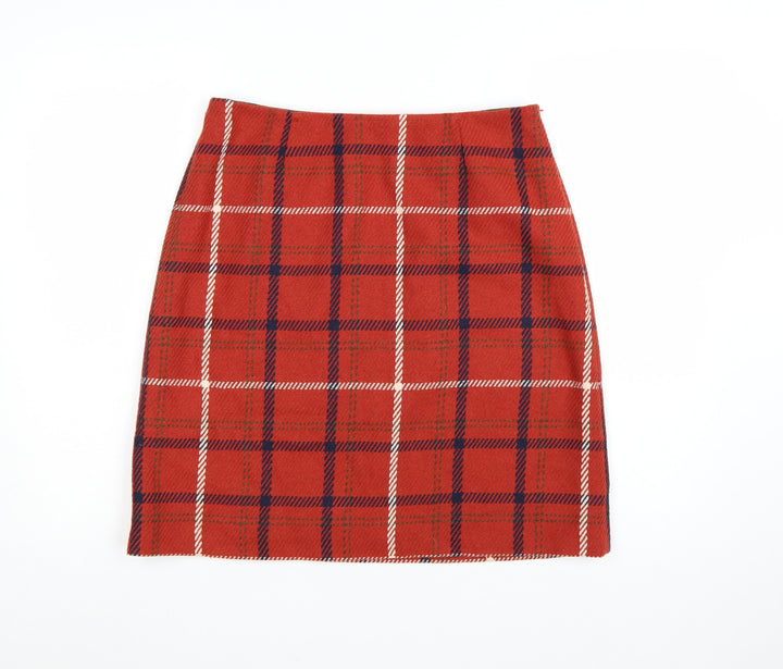 Laura Ashley Women’s Red Check Wool Blend Pencil Skirt Size 12