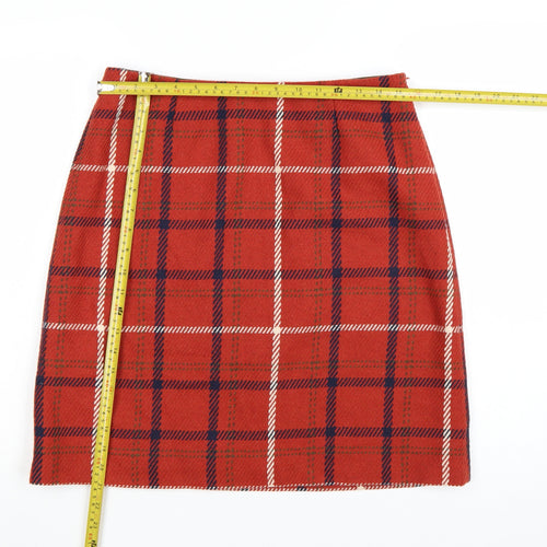 Laura Ashley Women’s Red Check Wool Blend Pencil Skirt Size 12