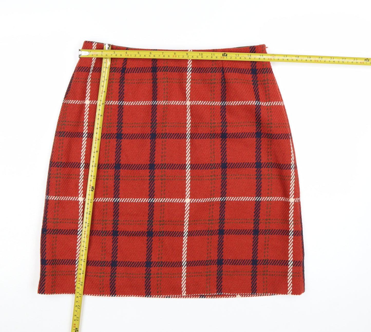 Laura Ashley Women’s Red Check Wool Blend Pencil Skirt Size 12