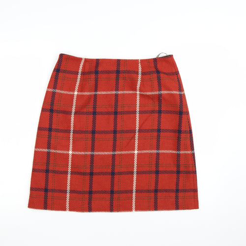 Laura Ashley Women’s Red Check Wool Blend Pencil Skirt Size 12