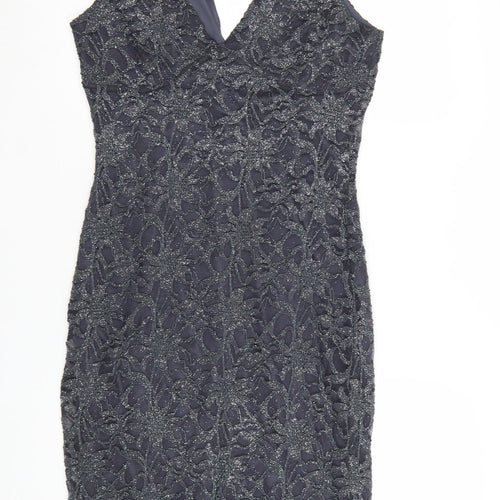 Quiz Women’s Grey Lace Bodycon Party Dress Size 18 Sleeveless V-Neck