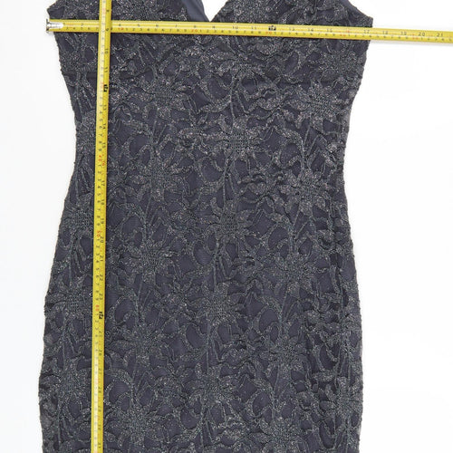 Quiz Women’s Grey Lace Bodycon Party Dress Size 18 Sleeveless V-Neck