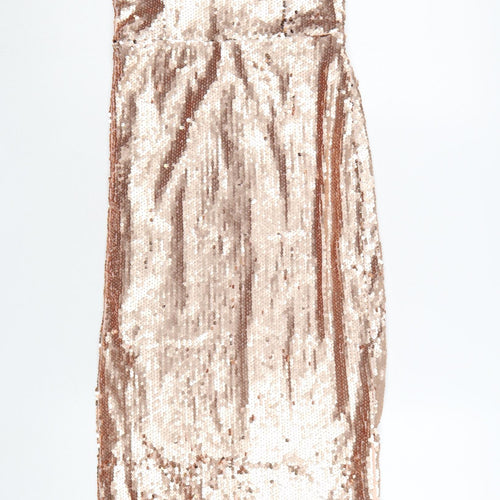 Blue Vanilla Women Gold Sequin Strapless Bodycon Dress UK 8