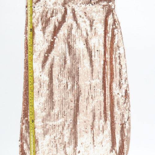 Blue Vanilla Women Gold Sequin Strapless Bodycon Dress UK 8