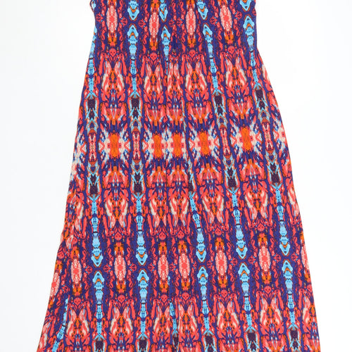 Marks and Spencer Per Una Women’s Multicoloured Midi A-Line V-Neck Sleeveless Dress Size 10