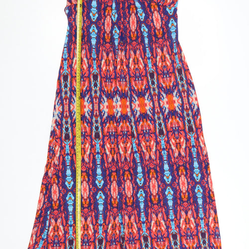 Marks and Spencer Per Una Women’s Multicoloured Midi A-Line V-Neck Sleeveless Dress Size 10