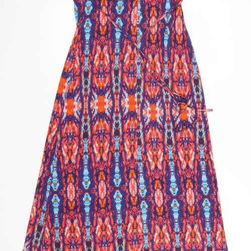 Marks and Spencer Per Una Women’s Multicoloured Midi A-Line V-Neck Sleeveless Dress Size 10