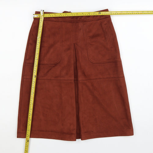 Next Women’s Brown Suede Effect A-Line Knee Length Skirt UK 6