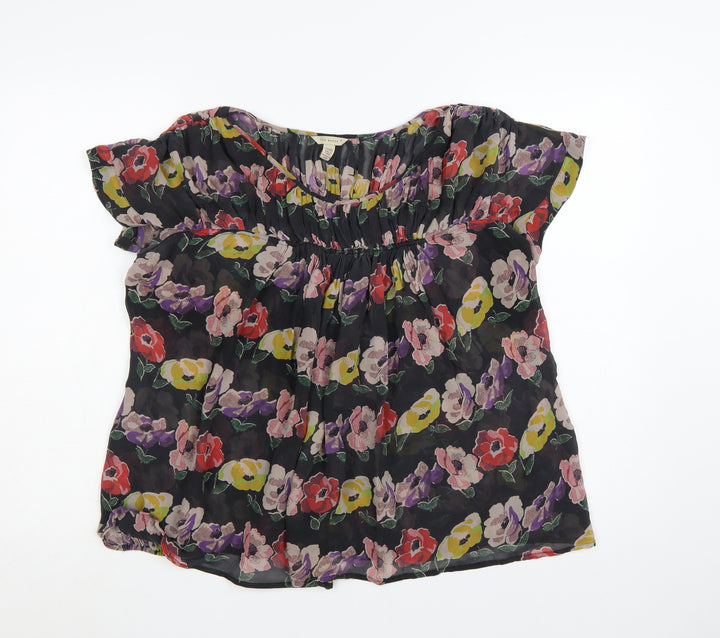 Ted Baker Women’s Multicoloured Floral Silk Tunic Blouse Size 10