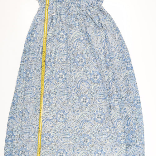 H&M Women Blue Paisley Midi Maxi Dress Size 8 Sleeveless V-Neck