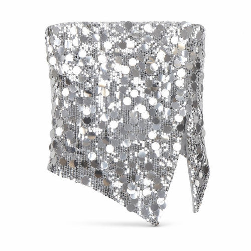 Boohoo Women's Silver Sequin Strapless Camisole Top UK 10