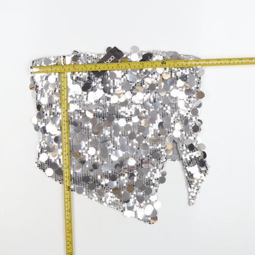 Boohoo Women's Silver Sequin Strapless Camisole Top UK 10