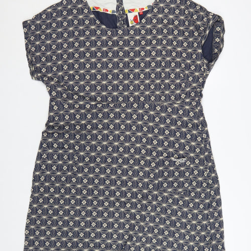 Weird Fish Women Blue Geometric Cotton Shift Dress Size 22