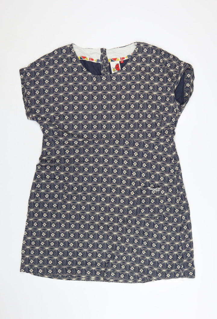 Weird Fish Women Blue Geometric Cotton Shift Dress Size 22