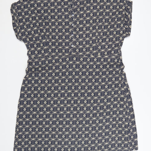 Weird Fish Women Blue Geometric Cotton Shift Dress Size 22