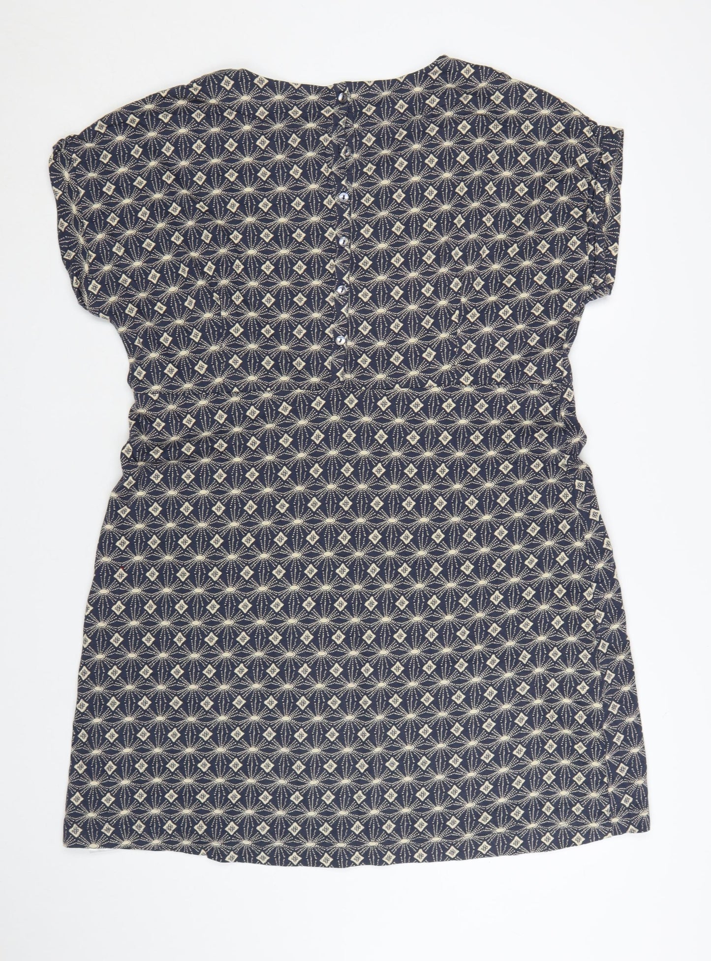 Weird Fish Women Blue Geometric Cotton Shift Dress Size 22