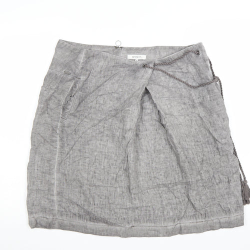 Sandwich Womens Grey Linen Wrap Skirt Size 14 Knee Length