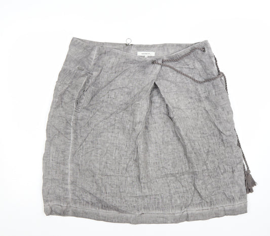 Sandwich Womens Grey Linen Wrap Skirt Size 14 Knee Length