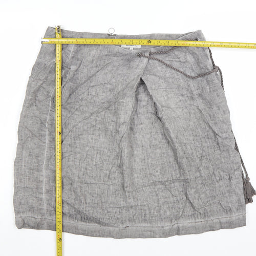 Sandwich Womens Grey Linen Wrap Skirt Size 14 Knee Length