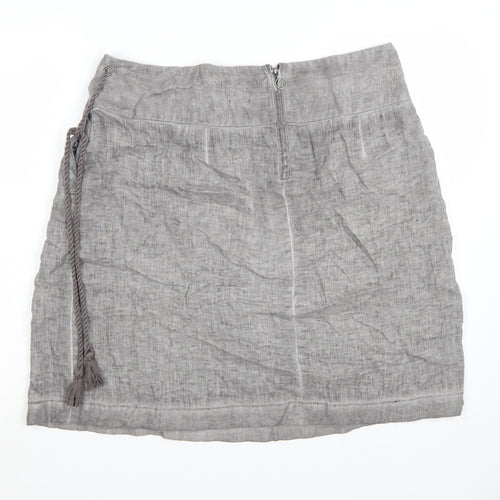 Sandwich Womens Grey Linen Wrap Skirt Size 14 Knee Length