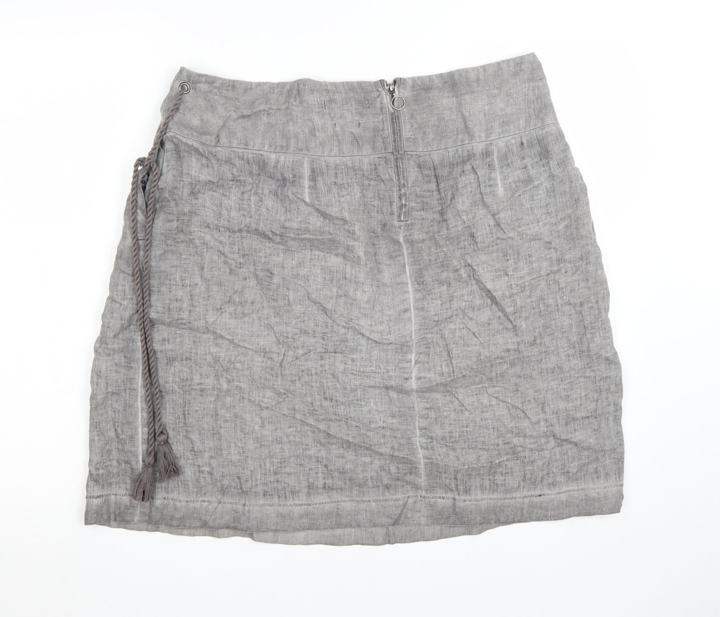 Sandwich Womens Grey Linen Wrap Skirt Size 14 Knee Length