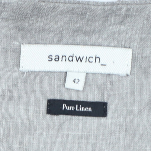 Sandwich Womens Grey Linen Wrap Skirt Size 14 Knee Length