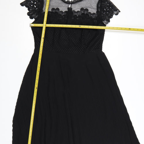 Zara Women Black Lace Fit & Flare Knee Length Dress Size 16