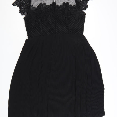 Zara Women Black Lace Fit & Flare Knee Length Dress Size 16