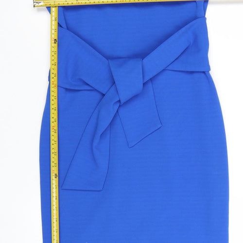 Linea Women Blue Size 10 Sheath Knee Length Belted Dress