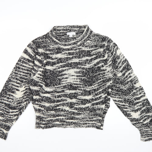 Topshop Women’s Multicoloured Chunky-Knit High Neck Pullover Jumper M