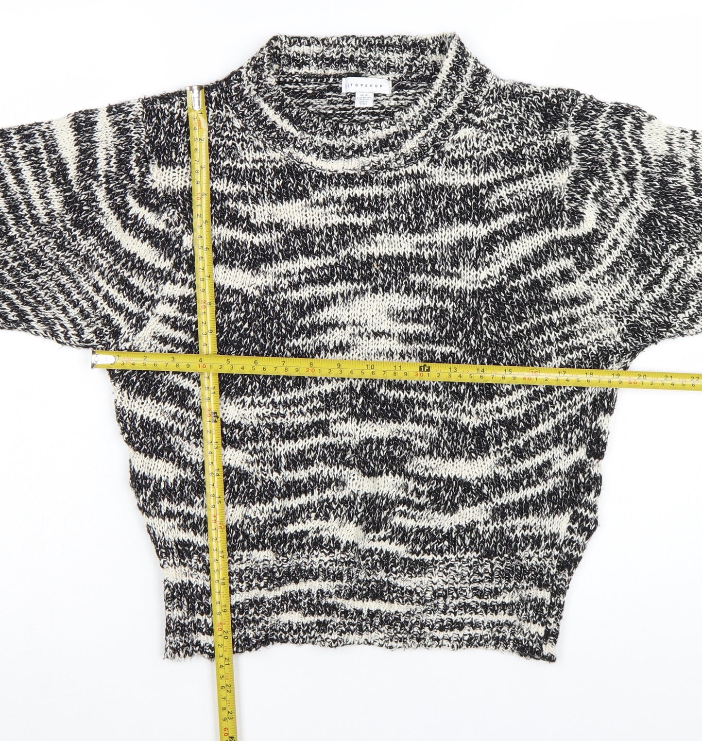 Topshop Women’s Multicoloured Chunky-Knit High Neck Pullover Jumper M