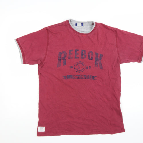 Reebok Men's Red Short Sleeve Cotton Crew Neck Sports T-Shirt Size S