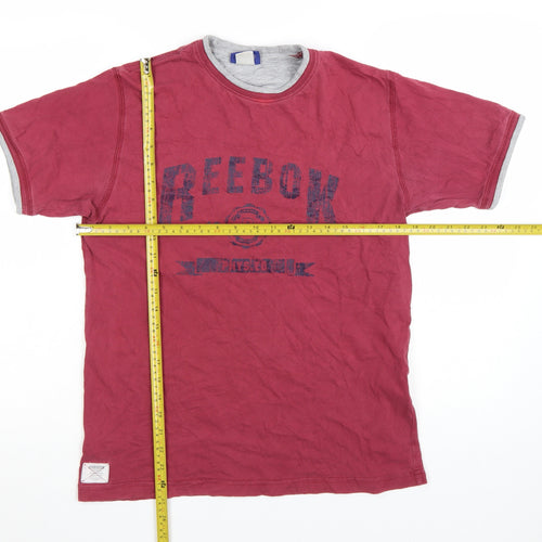 Reebok Men's Red Short Sleeve Cotton Crew Neck Sports T-Shirt Size S