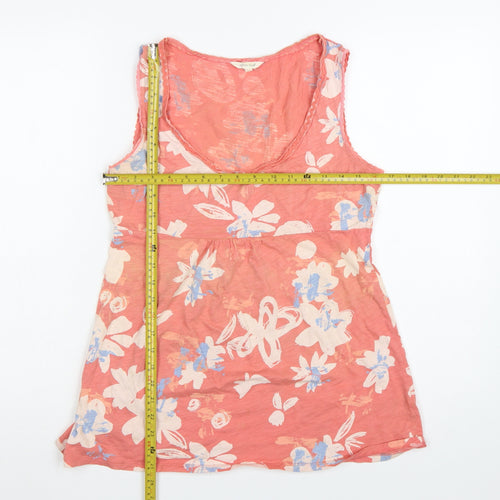 White Stuff Women’s Pink Floral Cotton Tunic Tank Top Size 12
