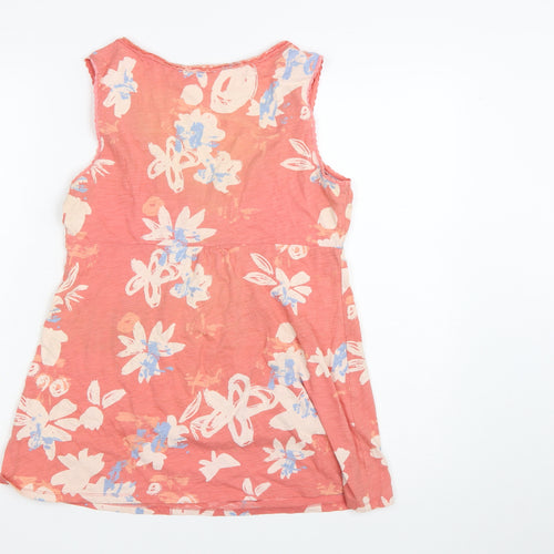 White Stuff Women’s Pink Floral Cotton Tunic Tank Top Size 12