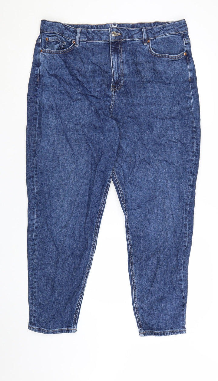 Marks and Spencer Women's Blue Size 18 Straight Leg Stretch Jeans