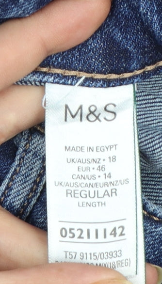 Marks and Spencer Women's Blue Size 18 Straight Leg Stretch Jeans
