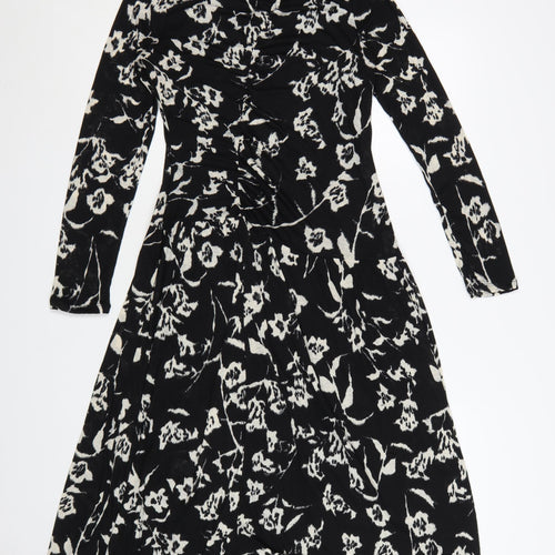 Marks and Spencer Women's Black Floral Fit & Flare Dress Size 10