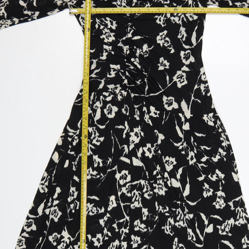 Marks and Spencer Women's Black Floral Fit & Flare Dress Size 10