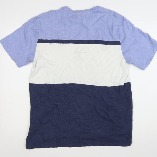 Next Men’s Blue White Colourblock Cotton Crew Neck T-Shirt XL