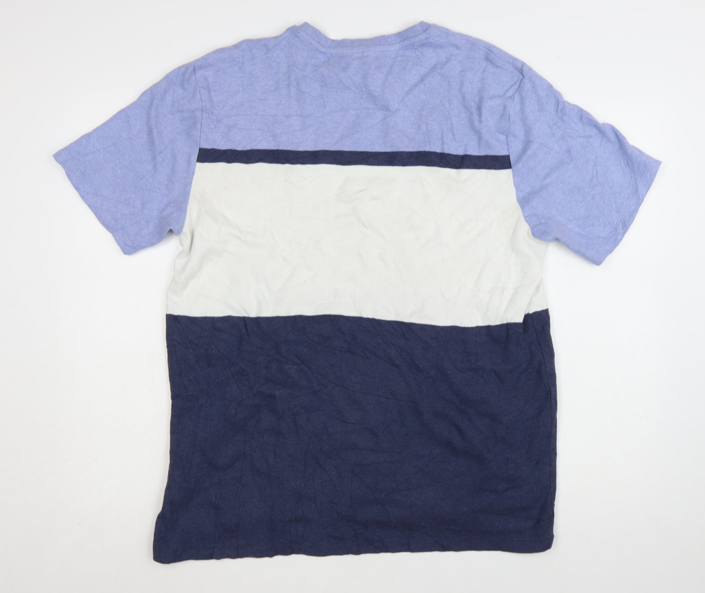 Next Men’s Blue White Colourblock Cotton Crew Neck T-Shirt XL