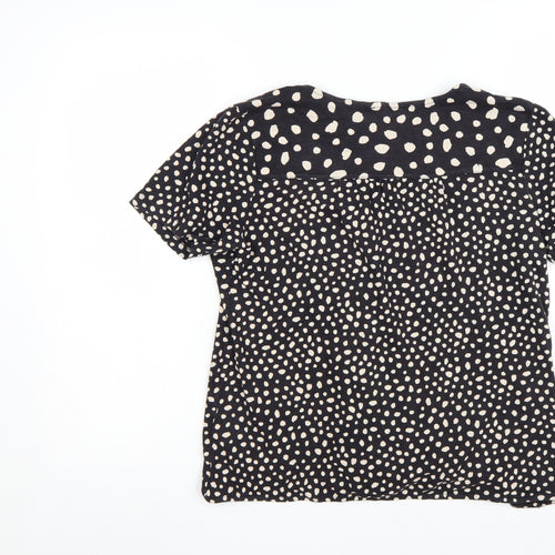 FatFace Women's Black Polka Dot Button Tunic Blouse UK 12 Cotton Modal