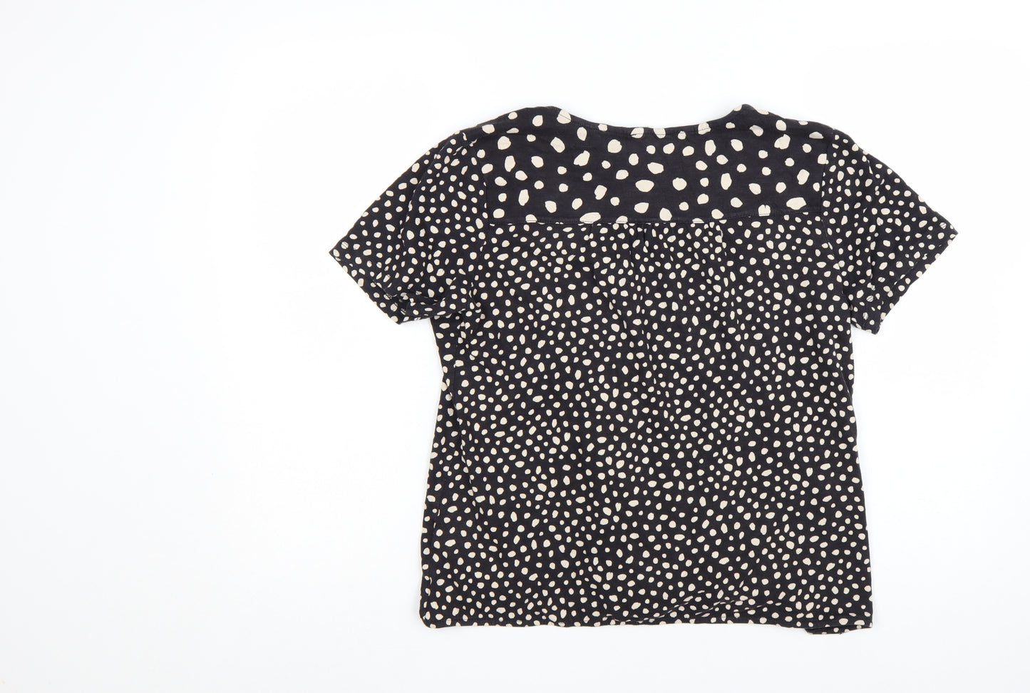 FatFace Women's Black Polka Dot Button Tunic Blouse UK 12 Cotton Modal