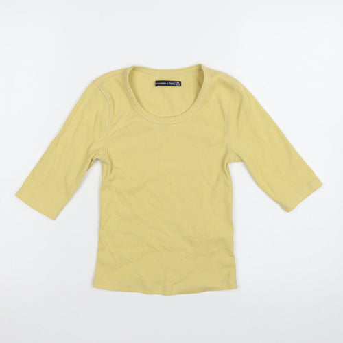 Abercrombie & Fitch Women’s Yellow XS 3/4 Sleeve Slim Fit Basic T-Shirt