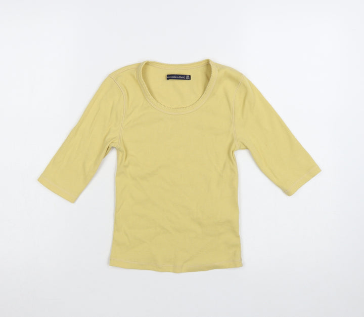 Abercrombie & Fitch Women’s Yellow XS 3/4 Sleeve Slim Fit Basic T-Shirt