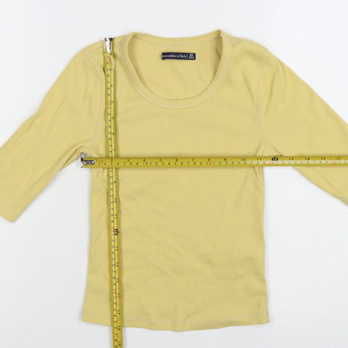 Abercrombie & Fitch Women’s Yellow XS 3/4 Sleeve Slim Fit Basic T-Shirt