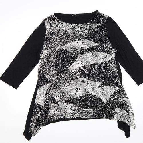 Roman Women's Black Geometric Tunic Blouse Size 18 3/4 Sleeve