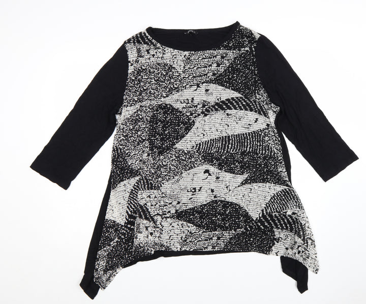Roman Women's Black Geometric Tunic Blouse Size 18 3/4 Sleeve