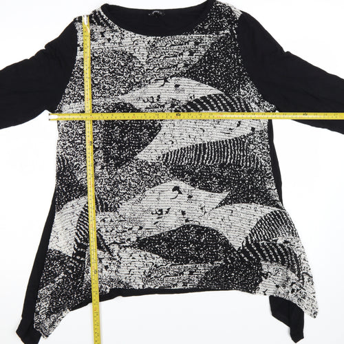 Roman Women's Black Geometric Tunic Blouse Size 18 3/4 Sleeve